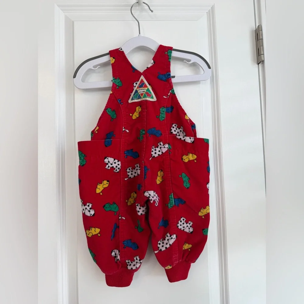 Vintage OshKosh B’Gosh Red Dog Kennel Club Corduroy Overalls Size 6-9 Months